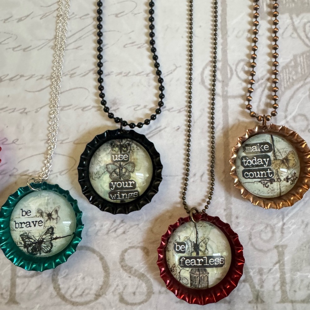 Glass Bottle-Cap Necklace🌸Inspirational 🌸Handmade. - Picture 6 of 6